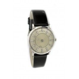 Vintage Jaeger LeCoultre 33mm 14k White Gold Diamond Mystery Dial Mechanical Watch
