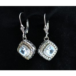 Pair Of LEVIAN 14k White Gold Chocolate & Vanilla Pave Diamond Drop Earrings
