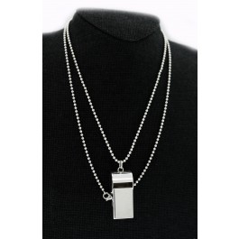 Vintage Tiffany & Co Sterling Silver Whistle Pendant Beaded Chain Necklace 36"