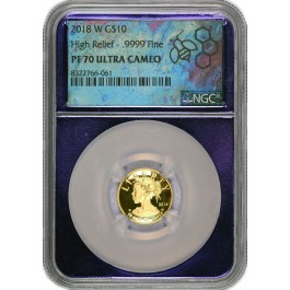 2018 W $10 Proof 1/10 oz Gold Liberty High Relief NGC PF70 UC 