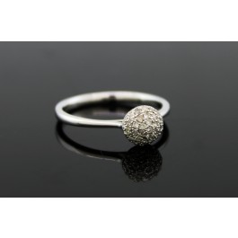 Signed EFFY 14k White Gold Pave Diamond Dome Ring Size 7.25