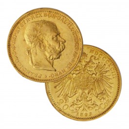 Random Year 1892-1905 Austria Franz Joseph I 20 Corona .196 oz Gold Coin AU