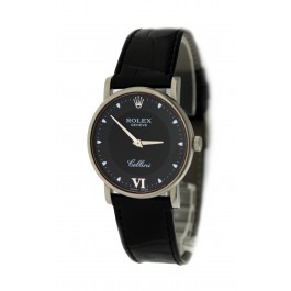 Vintage Rolex Cellini 5115 32mm 18k White Gold Black Gray Dial Manual Watch 