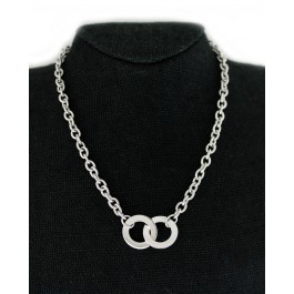 Movado 18k Yellow Gold Sterling Silver Interlocking Circles Chain Necklace 16.75