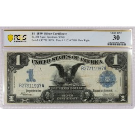 Series Of 1899 $1 Black Eagle Silver Certificate Fr#236 PCGS VF30