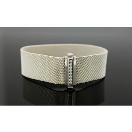 Tiffany & Co Somerset Sterling Silver Diamond 19mm Flexible Mesh Bracelet 6.25"