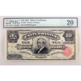 Series Of 1891 $10 Silver Certificate Tombstone Fr#299 PMG VF20