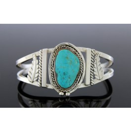 Old Pawn Navajo Native American Sterling Silver Turquoise Cuff Bracelet 48.5g