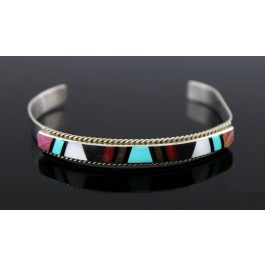 Vintage Old Pawn Signed Zuni Native American Sterling Silver Cuff Bracelet 10.3g
