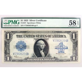Series Of 1923 $1 Large Size Silver Certificate Blue Seal Fr#237 PMG Ch AU58 EPQ