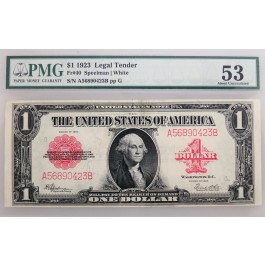 Series Of 1923 $1 Large Size Red Seal Legal Tender Note Fr#40 PMG AU53