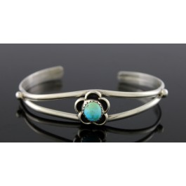 Vintage Old Pawn Navajo Native American Sterling Silver Turquoise Cuff Bracelet