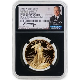 2021 W $50 Proof Gold American Eagle 1 oz NGC PF70 UC Edmund Moy Signed Label