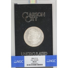 1884 CC Carson City $1 Morgan Silver Dollar NGC MS65 GSA Hoard Gem Uncirculated