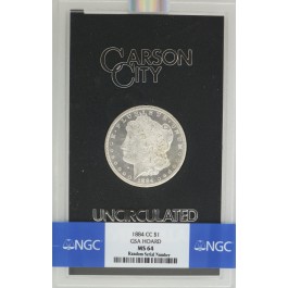 1884 CC $1 Morgan Silver Dollar NGC MS64 GSA Hoard