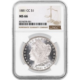 1881 CC Carson City $1 Morgan Silver Dollar NGC MS66 Gem Uncirculated Coin