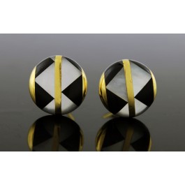 Tiffany & Co Angela Cummings 18k Yellow Gold MOP Black Omega Back Earrings