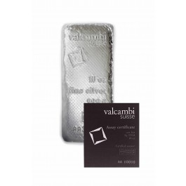 Valcambi Suisse 10 oz .999 Fine Silver Bar NEW With Assay Card