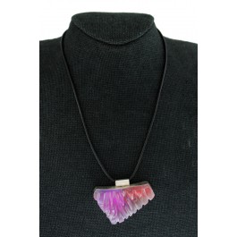 Signed Sherry Moser 925 Sterling Silver Kaleidoscope Glass Pendant Necklace
