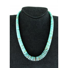 Old Pawn Native American 925 Sterling Silver Turquoise Heishi Disc Bead Necklace