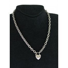 Vintage Juicy Couture Sterling Silver Puffy Heart Pendant Chain Necklace 16.5"