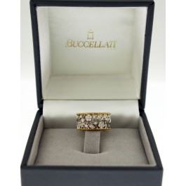 Buccellati Ramage Eternelle 18k Yellow White Gold Diamond Floral Ring Size 5.75