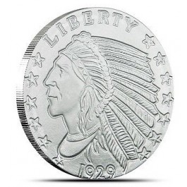 1/2 oz .999 Fine Silver Incuse Indian 