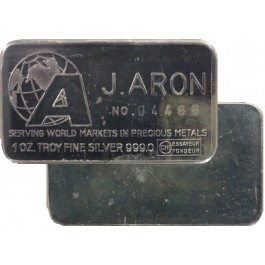 J Aron 1 Troy Ounce .999 Fine Silver Bar Rare