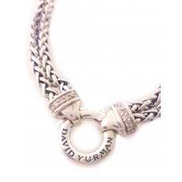 Silver Diamond David Yurman wheat Chain necklace choker