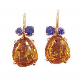 Pomellato Bahia 18k Gold Madeira Citrine Sapphire Earrings