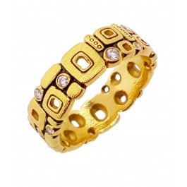 Alex Sepkus 18k Gold and Diamond Little Windows Band Ring VIDEO