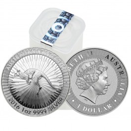 2016 1 oz Australian Silver Kangaroo Bullion Coins - 25 Pieces, 1 Roll