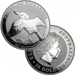 2011 P $30 AUD 1 Kilo Kg .999 Fine Silver Australian Kookaburra Perth Mint BU 