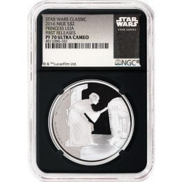 2016 $2 Niue Proof Star Wars Princess Leia 1 oz .999 Silver NGC PF70 UC FR Retro