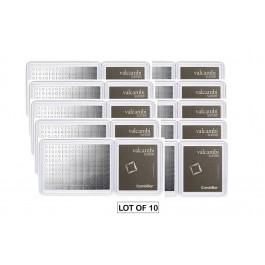 Lot Of 10 Valcambi Suisse Combibar 100x1 g 100 Gram .999 Fine Silver Bar NEW In Assay Card