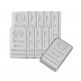 Lot Of 10 Jersey Mint 10 oz .999 Fine Silver Bars