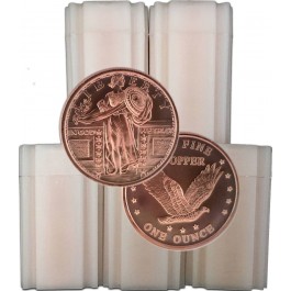 Lot of 100 - Standing Liberty 1 oz .999 Fine Copper Rounds