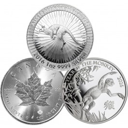 Lot of 3 - 2016 Maple Leaf Kangaroo Monkey 1 oz Fine Silver
