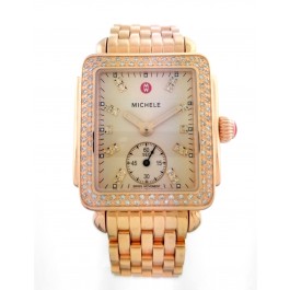 Michele Deco 29mm Rose Gold Stainless Steel .57 tcw Diamond Watch MW06V01B4971