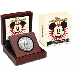 2014 $2 Niue Dollar 1 oz Silver Proof Mickey Mouse Steamboat Willie w/ Box & COA