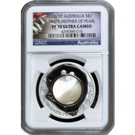 2015 P $1 AUD Proof 1 oz .999 Fine Silver Australian White Mother Of Pearl NGC PF70 UC