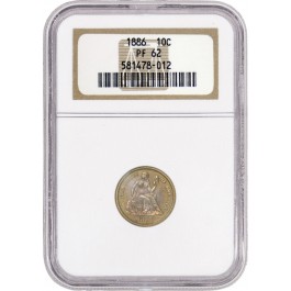 1886 10C Proof Seated Liberty Dime Silver NGC PF62 Coin