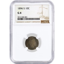 1896 S 10C Barber Dime Silver NGC G4 Good Circulated Key Date Coin