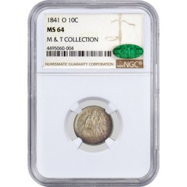 1841 O 10C Seated Liberty Silver Dime NGC MS64 CAC Uncirculated M & T Collection