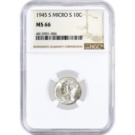 1945 S Micro S 10C Silver Mercury Dime NGC MS66 Gem Uncirculated Coin