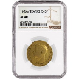 1806 W G40F 40 Francs Gold Lille Mint France Napoleon I Emperor NGC XF40