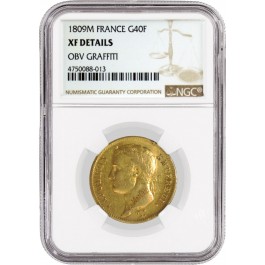 1809 M G40F 40 Francs Gold Toulouse Mint France Napoleon Emperor NGC XF Details 