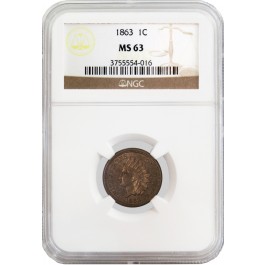 1863 1C Copper Nickel Indian Head Cent NGC MS63