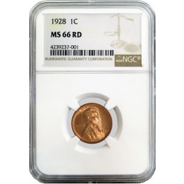 1928 1C Lincoln Wheat Cent NGC MS66 RD Red Gem Uncirculated Coin
