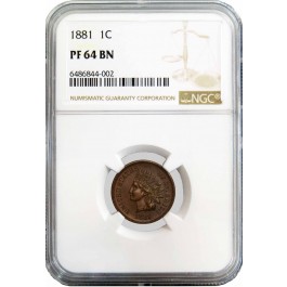 1881 1C Proof Indian Head Cent NGC PF64 BN Brown Uncirculated Coin